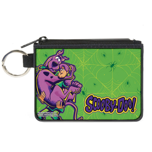 Canvas Zipper Wallet - MINI X-SMALL - SCOOBY-DOO Shaggy Carrying Scooby Pose and Spider Webs Greens Canvas Zipper Wallets Scooby Doo   