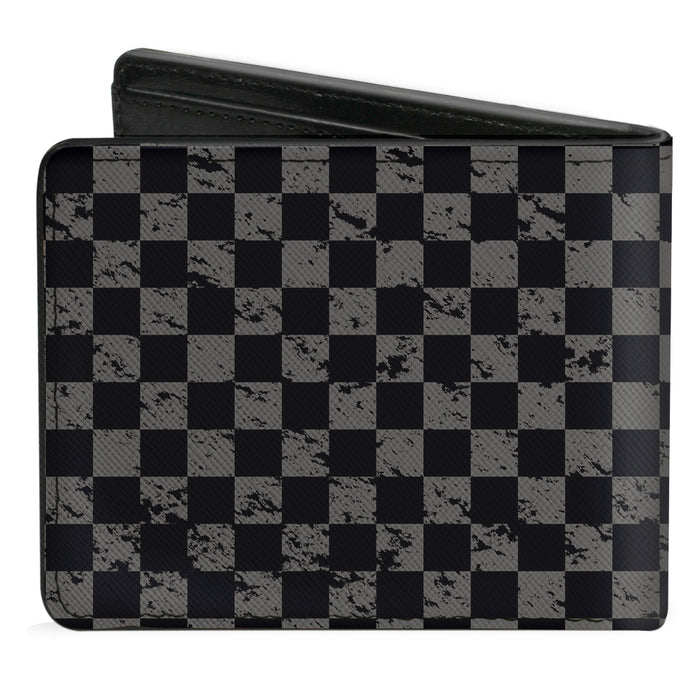 Bi-Fold Wallet - Checker Weathered2 Black Gray Bi-Fold Wallets Buckle-Down   