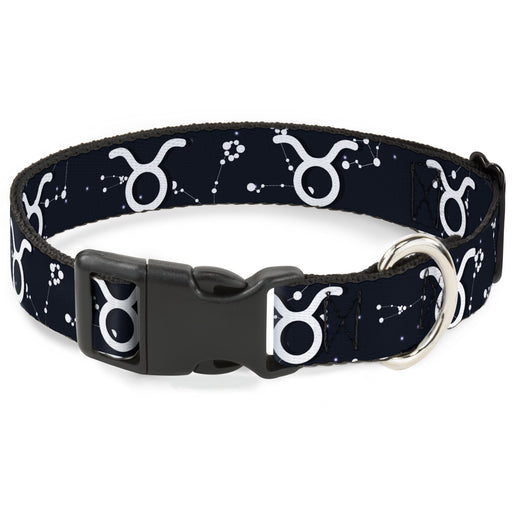 Plastic Clip Collar - Zodiac Taurus Symbol/Constellations Black/White Plastic Clip Collars Buckle-Down   