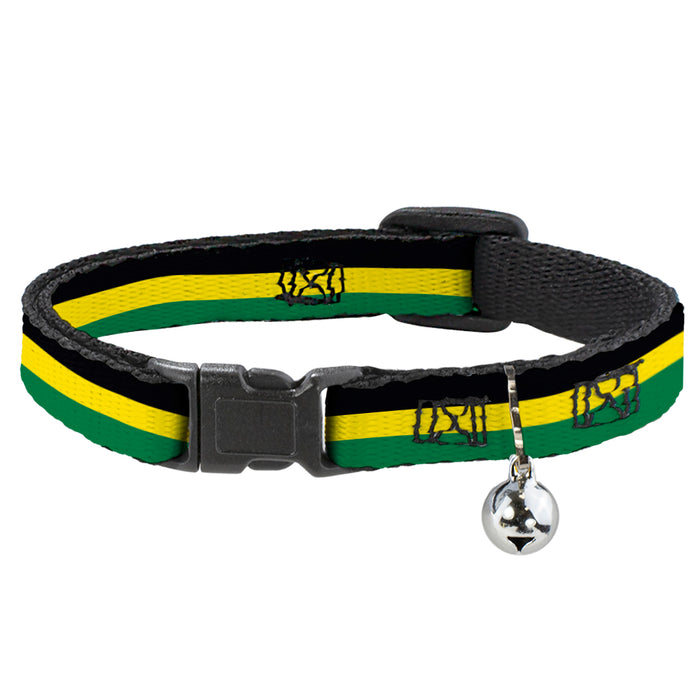 Cat Collar Breakaway - Stripes Black Yellow Green Breakaway Cat Collars Buckle-Down   