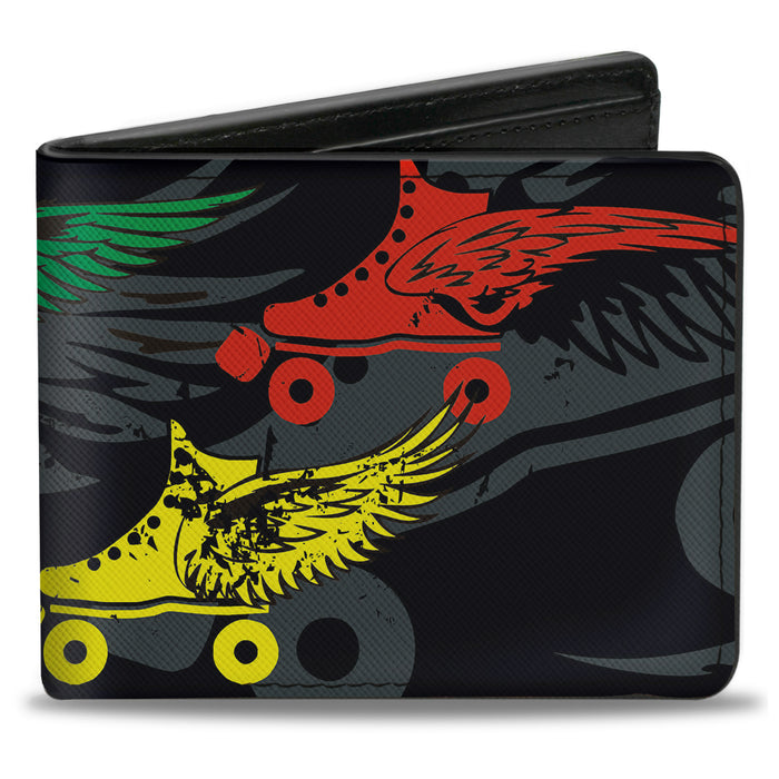 Bi-Fold Wallet - Roller Skates Black Gray Multi Color Bi-Fold Wallets Buckle-Down   
