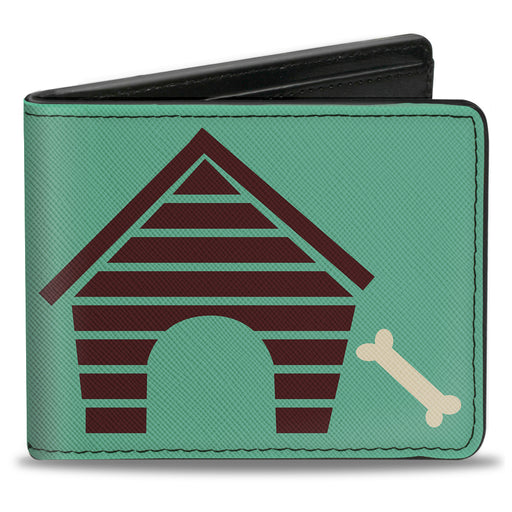 Bi-Fold Wallet - Dog House & Bone Turquoise Brown Bi-Fold Wallets Buckle-Down   