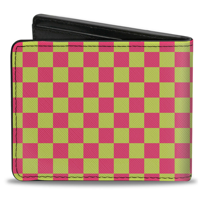 Bi-Fold Wallet - Checker Fluorescent Pink Yellow Bi-Fold Wallets Buckle-Down   