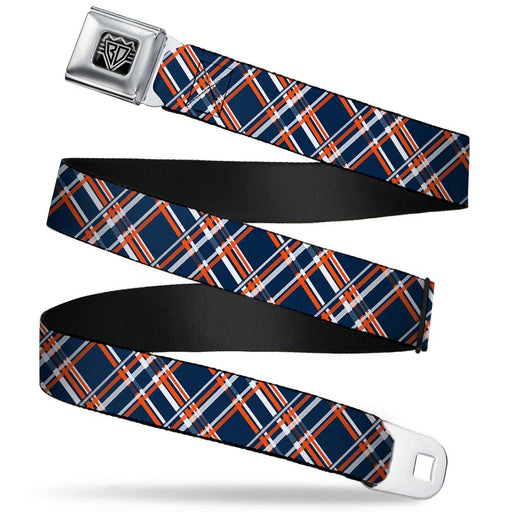 BD Wings Logo CLOSE-UP Full Color Black Silver Seatbelt Belt - Plaid X3 Navy/Orange/White Webbing Seatbelt Belts Buckle-Down   