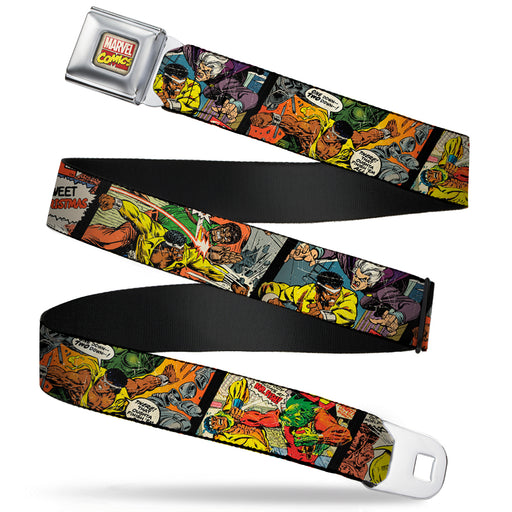 MARVEL COMICS Marvel Comics Logo Full Color Seatbelt Belt - 5-Classic Luke Cage Comic Scene Blocks Webbing Seatbelt Belts Marvel Comics   