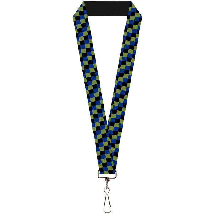 Lanyard - 1.0" - Checker Trio Green Black Blue Lanyards Buckle-Down   