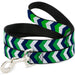 Dog Leash - Chevron White/Bright Green/Navy Dog Leashes Buckle-Down   