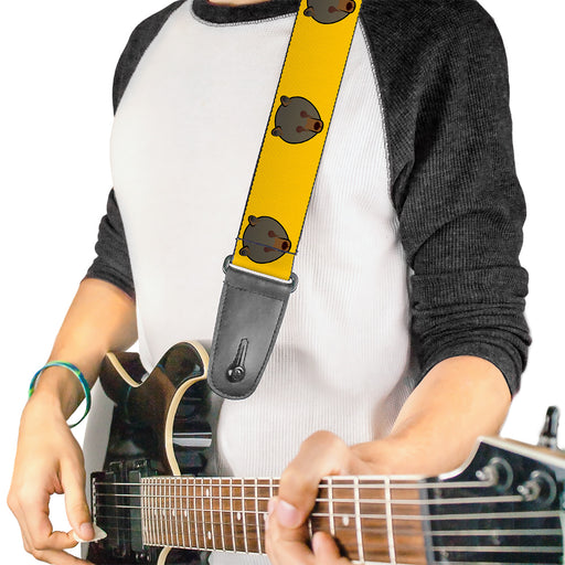 Guitar Strap - Brown Bear Repeat Yellow Guitar Straps Buckle-Down   