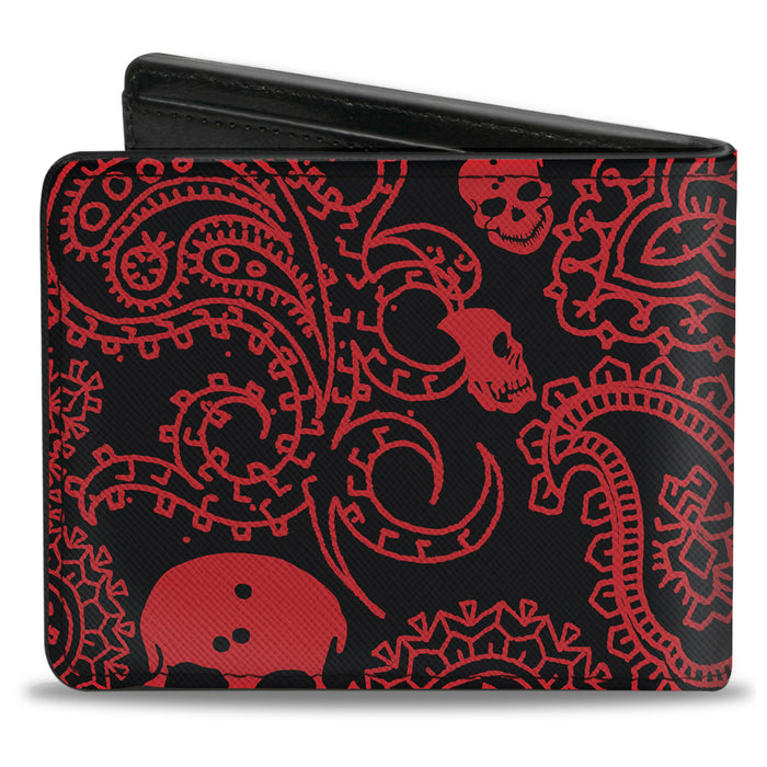 Bi-Fold Wallet - Bandana Skulls Black Red Bi-Fold Wallets Buckle-Down   