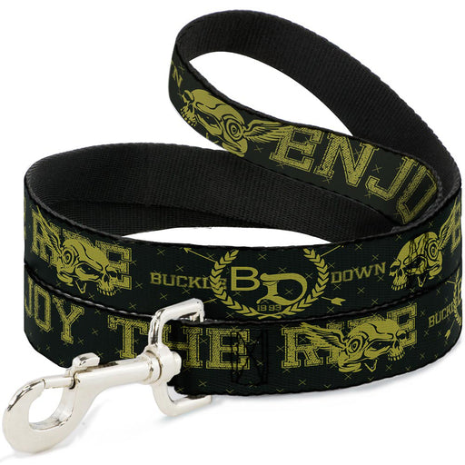 Dog Leash - BD Winged Skull ENJOY THE RIDE Olive/Lime Green Dog Leashes Buckle-Down   