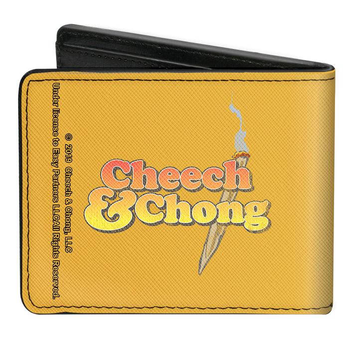 Bi-Fold Wallet - CHEECH & CHONG Faces Silhouette + Logo Joint Weathered Yellow Red Black Green Bi-Fold Wallets Cheech & Chong   