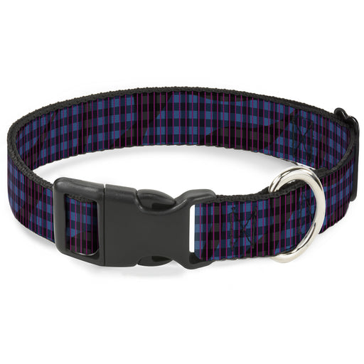 Plastic Clip Collar - Buffalo Plaid Abstract White/Black/Turquoise Plastic Clip Collars Buckle-Down   