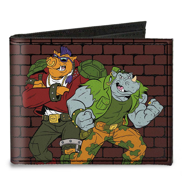 Canvas Bi-Fold Wallet - Rocksteady & Bebop Pose + TMNT Logo Bricks Canvas Bi-Fold Wallets Nickelodeon   