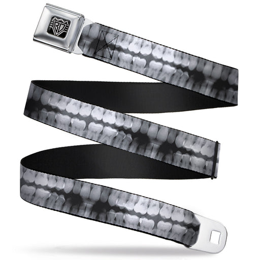 BD Wings Logo CLOSE-UP Full Color Black Silver Seatbelt Belt - Dental X-Rays Black/White Webbing Seatbelt Belts Buckle-Down   
