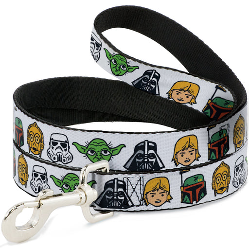Dog Leash - Star Wars 6-Character Faces White Dog Leashes Star Wars   