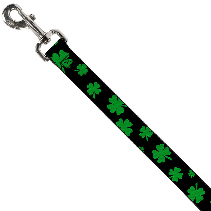 Dog Leash - St. Pat's Clovers Scattered2 Black/Green Dog Leashes Buckle-Down   