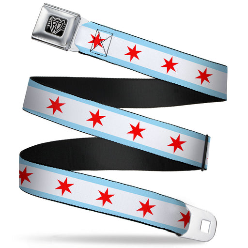 BD Wings Logo CLOSE-UP Full Color Black Silver Seatbelt Belt - Chicago Flag Webbing Seatbelt Belts Buckle-Down   