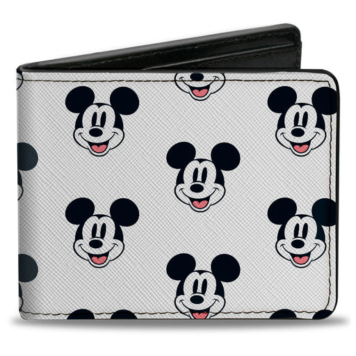 Bi-Fold Wallet - Mickey Mouse Smiling Expression All Over White Bi-Fold Wallets Disney   