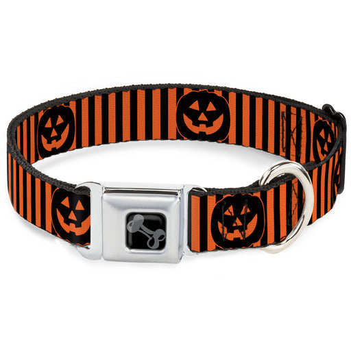 Dog Bone Black/Silver Seatbelt Buckle Collar - Jack-o'-Lantern Pumpkin Stripe Orange/Black Seatbelt Buckle Collars Buckle-Down   
