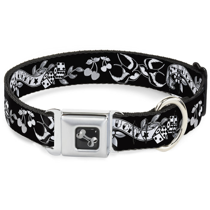 Dog Bone Seatbelt Buckle Collar - Lucky Black/White Seatbelt Buckle Collars Buckle-Down   