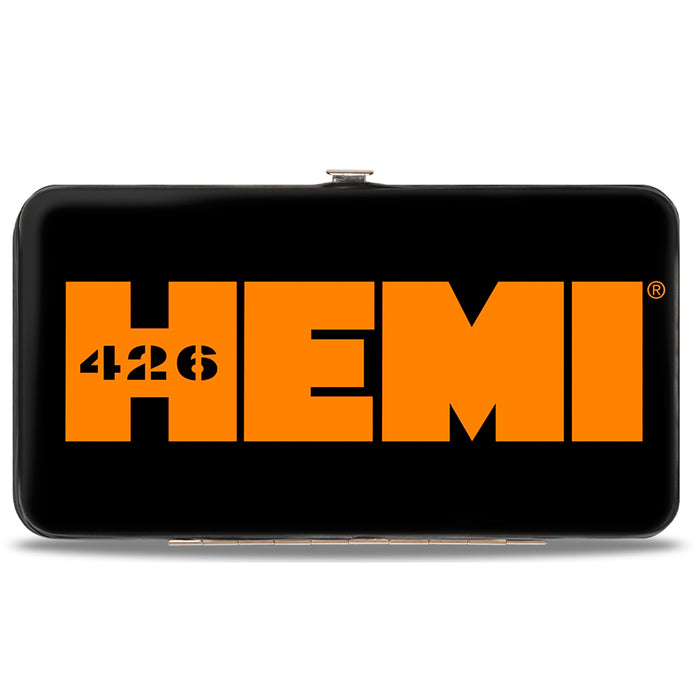 Hinged Wallet - HEMI 426 Logo2 Black White Orange Hinged Wallets Hemi   