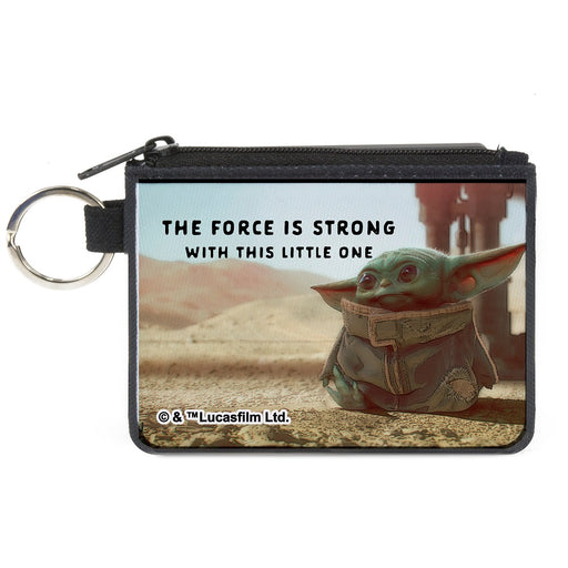 Canvas Zipper Wallet - MINI X-SMALL - Star Wars The Child Full Body Pose THE FORCE IS STRONG WITH THIS LITTLE ONE Vivid Canvas Zipper Wallets Star Wars   