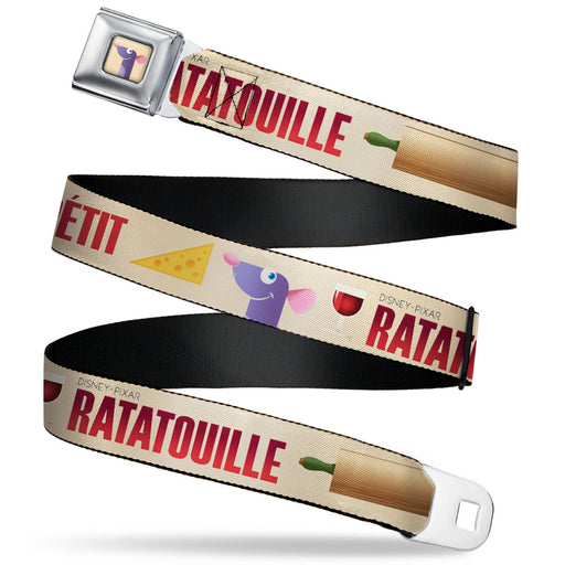 Ratatouille Remy Profile Full Color Beige Seatbelt Belt - RATATOUILLE BON APPETIT Remy Pose and Tools Beige/Reds Webbing Seatbelt Belts Disney   