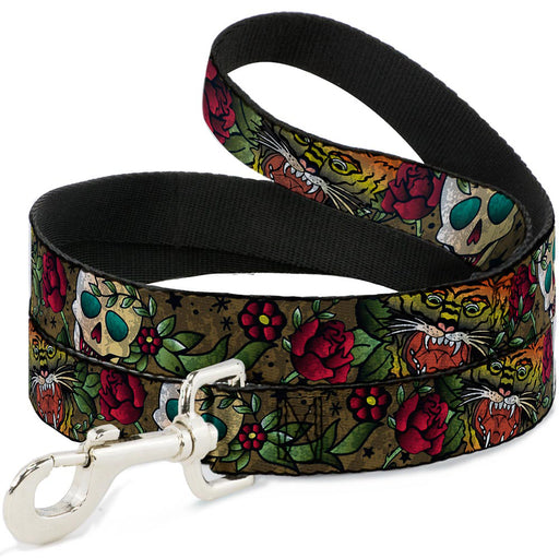Dog Leash - Death Before Dishonor CLOSE-UP Olive Dog Leashes Buckle-Down   