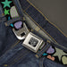 BD Wings Logo CLOSE-UP Full Color Black Silver Seatbelt Belt - Stars-In Hearts-In Stars Black/Multi Webbing Seatbelt Belts Buckle-Down   