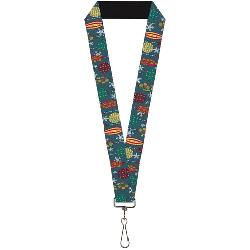Lanyard - 1.0" - Christmas Ornaments Snowflakes Blue White Multi Color Lanyards Buckle-Down   