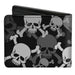 Bi-Fold Wallet - Top Skulls Stacked Black Gray White Bi-Fold Wallets Buckle-Down   