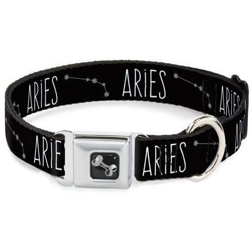 Dog Bone Seatbelt Buckle Collar - Zodiac ARIES/Constellation Black/White Seatbelt Buckle Collars Buckle-Down   