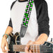Guitar Strap - Houndstooth Black White Neon Green Guitar Straps Buckle-Down   