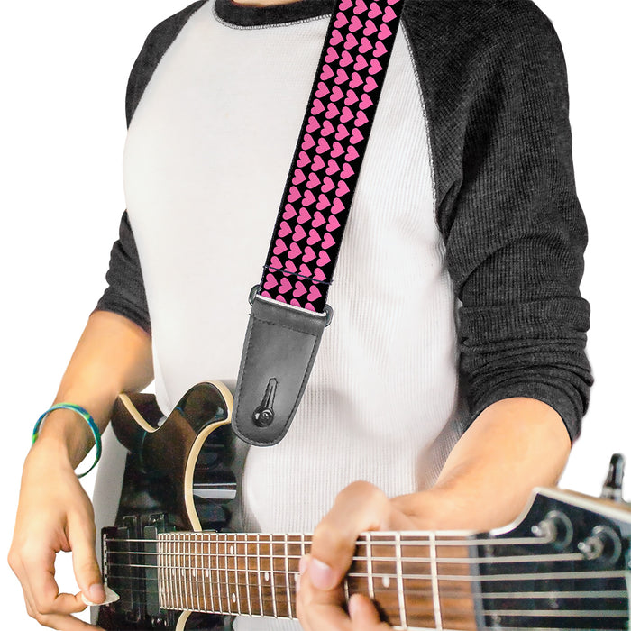 Guitar Strap - Mini Hearts Black Pink Guitar Straps Buckle-Down   