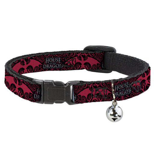 Cat Collar Breakaway with Bell - HOUSE OF THE DRAGON Dragon Icon Black Red White Breakaway Cat Collars House of the Dragon   