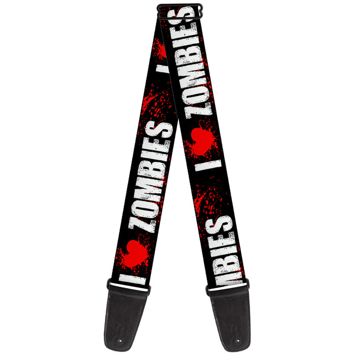 Guitar Strap - I "Heart" ZOMBIES Bold Splatter Black White Red Guitar Straps Buckle-Down   