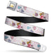 Disney Princess Crown Full Color Golds Seatbelt Belt - Sleeping Beauty Aurora Castle and Fairy Godmothers Pose with Script and Flowers White/Pinks Webbing Seatbelt Belts Disney   