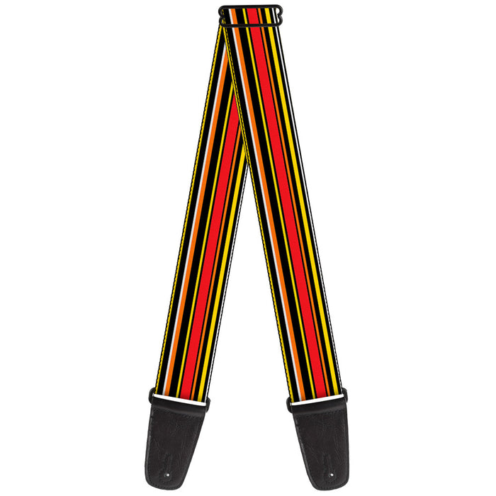 Guitar Strap - Fine Stripes Black Yellows Orange Red White Guitar Straps Buckle-Down   