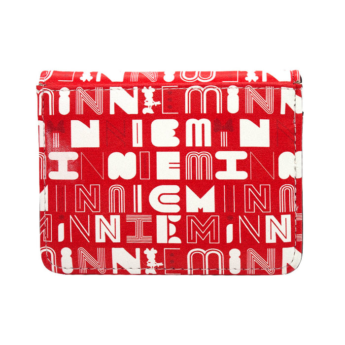 Women's Wallet ID Fold Over - Minnie Mouse MINNIE Typography Red White Mini ID Wallets Disney   