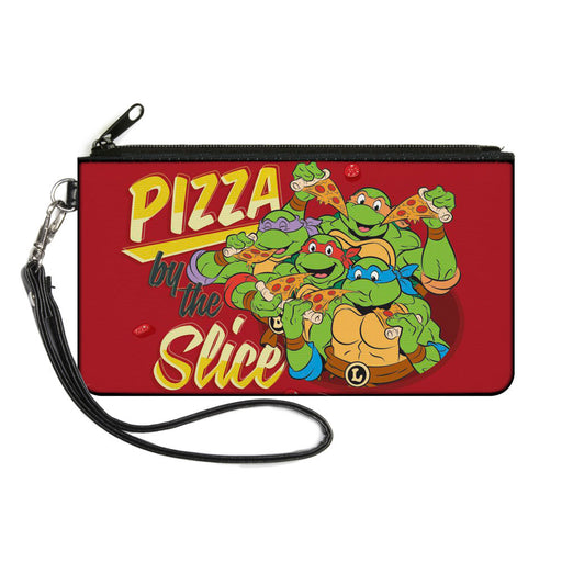 Canvas Zipper Wallet - SMALL - Classic TMNT Turtles Pose16 PIZZA BY THE SLICE Reds Yellows Canvas Zipper Wallets Nickelodeon   