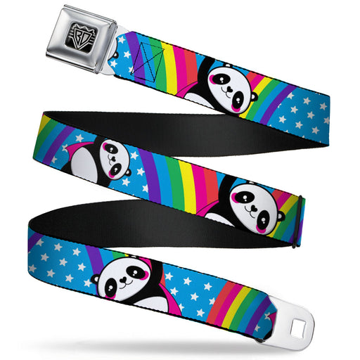 BD Wings Logo CLOSE-UP Full Color Black Silver Seatbelt Belt - Pandas & Rainbows w/Stars Webbing Seatbelt Belts Buckle-Down   