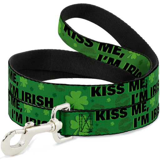 Dog Leash - KISS ME, I'M IRISH! Clovers/Kisses Greens/Black Dog Leashes Buckle-Down   