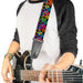 Guitar Strap - Peace Hearts Stacked Black Neon Guitar Straps Buckle-Down   