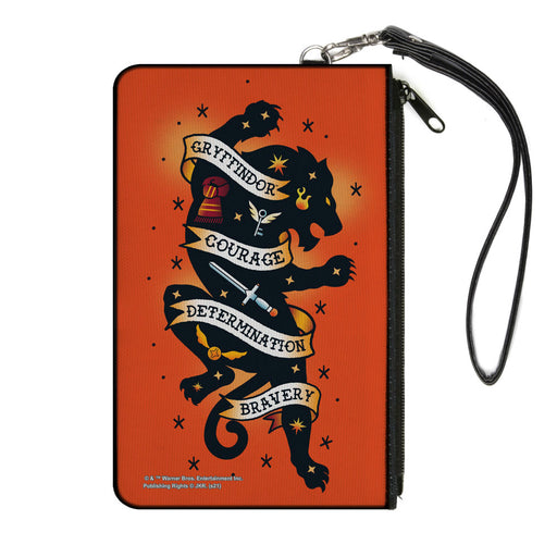 Canvas Zipper Wallet - LARGE - Harry Potter GRYFFINDOR Lion COURAGE DETERMINATION BRAVERY Tattoo Orange Canvas Zipper Wallets The Wizarding World of Harry Potter   