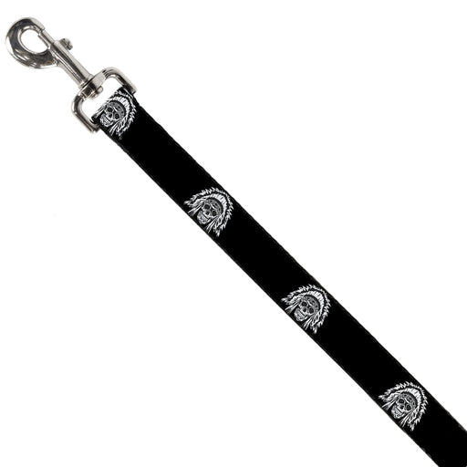 Dog Leash - Native American Skull Black/White Dog Leashes Buckle-Down   