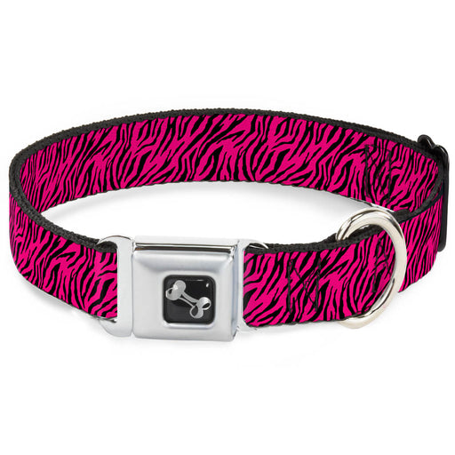 Dog Bone Seatbelt Buckle Collar - Zebra 2 Fuchsia Pink Seatbelt Buckle Collars Buckle-Down   