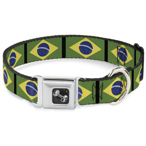 Dog Bone Seatbelt Buckle Collar - Brazil Flags Seatbelt Buckle Collars Buckle-Down   