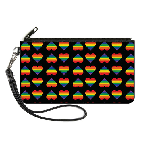 Canvas Zipper Wallet - LARGE - Rainbow Hearts Flip Black Multi Color Canvas Zipper Wallets Buckle-Down   
