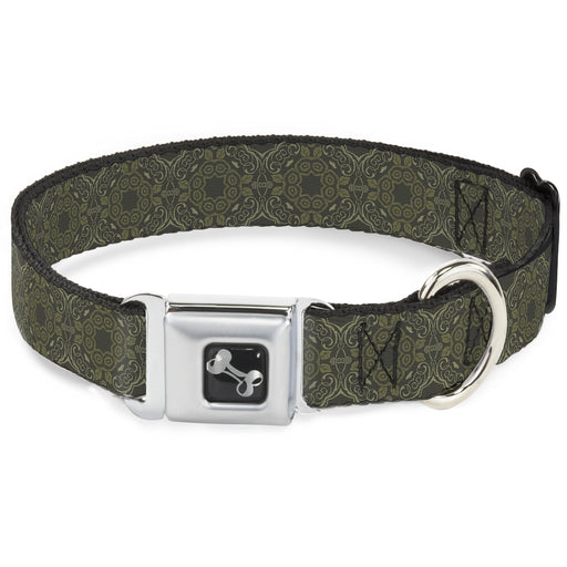 Dog Bone Seatbelt Buckle Collar - Tapestry Charcoal/Olive Seatbelt Buckle Collars Buckle-Down   