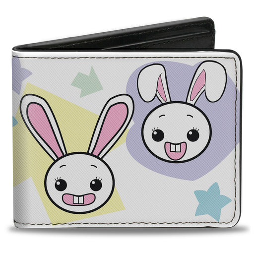 Bi-Fold Wallet - Happy Sad Bunnies & Stars White Pastel Bi-Fold Wallets Buckle-Down   